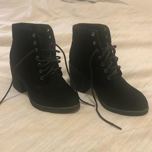 Black lace up booties